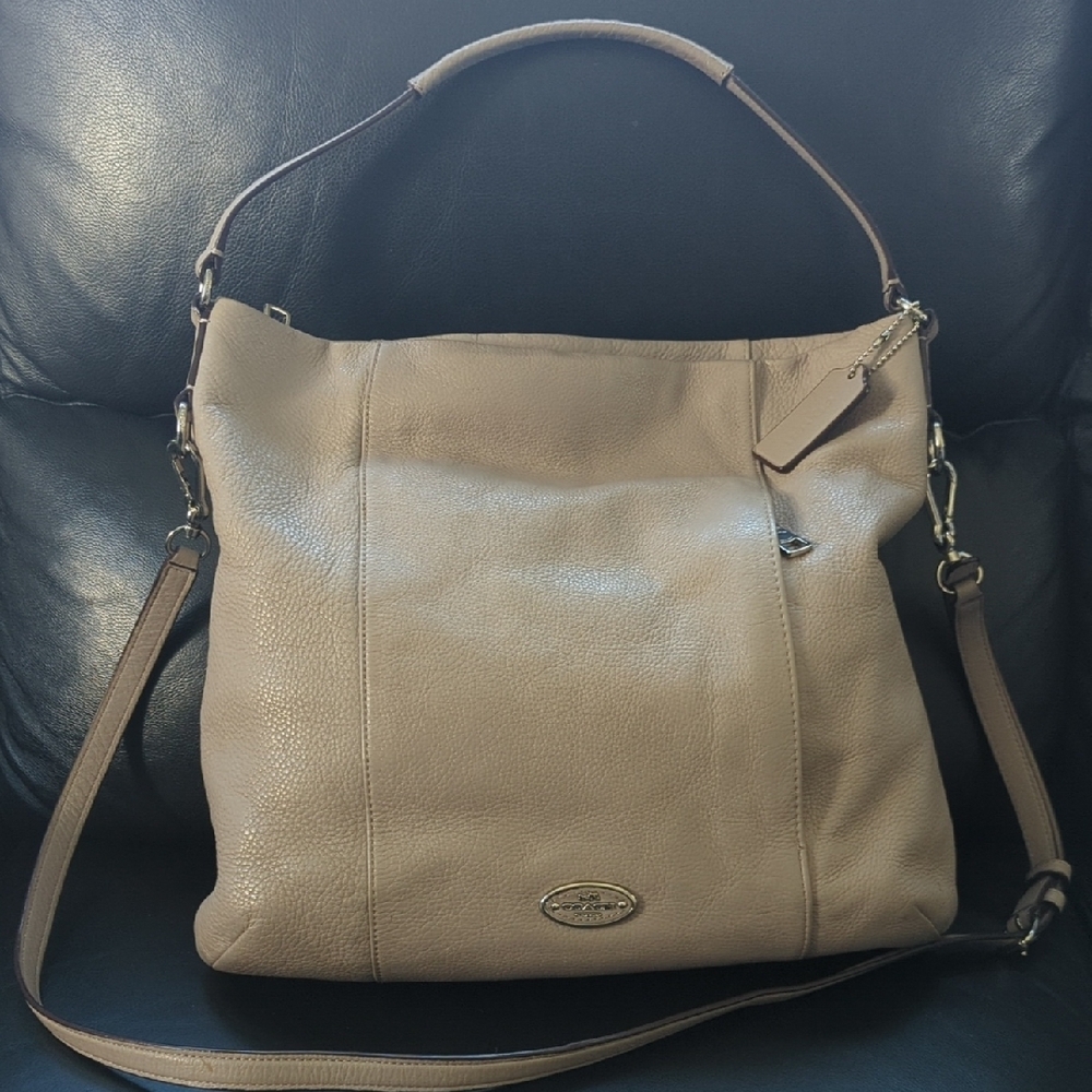 Coach Isabelle Tan Leather Shoulder Bag with Adjustable Strap